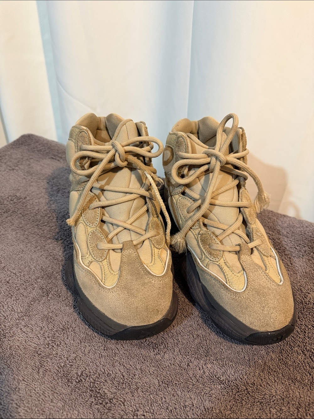 Adidas Yeezy Ortholite Male 5.5 Tan High-Top Sneakers with Padded Ankle B4